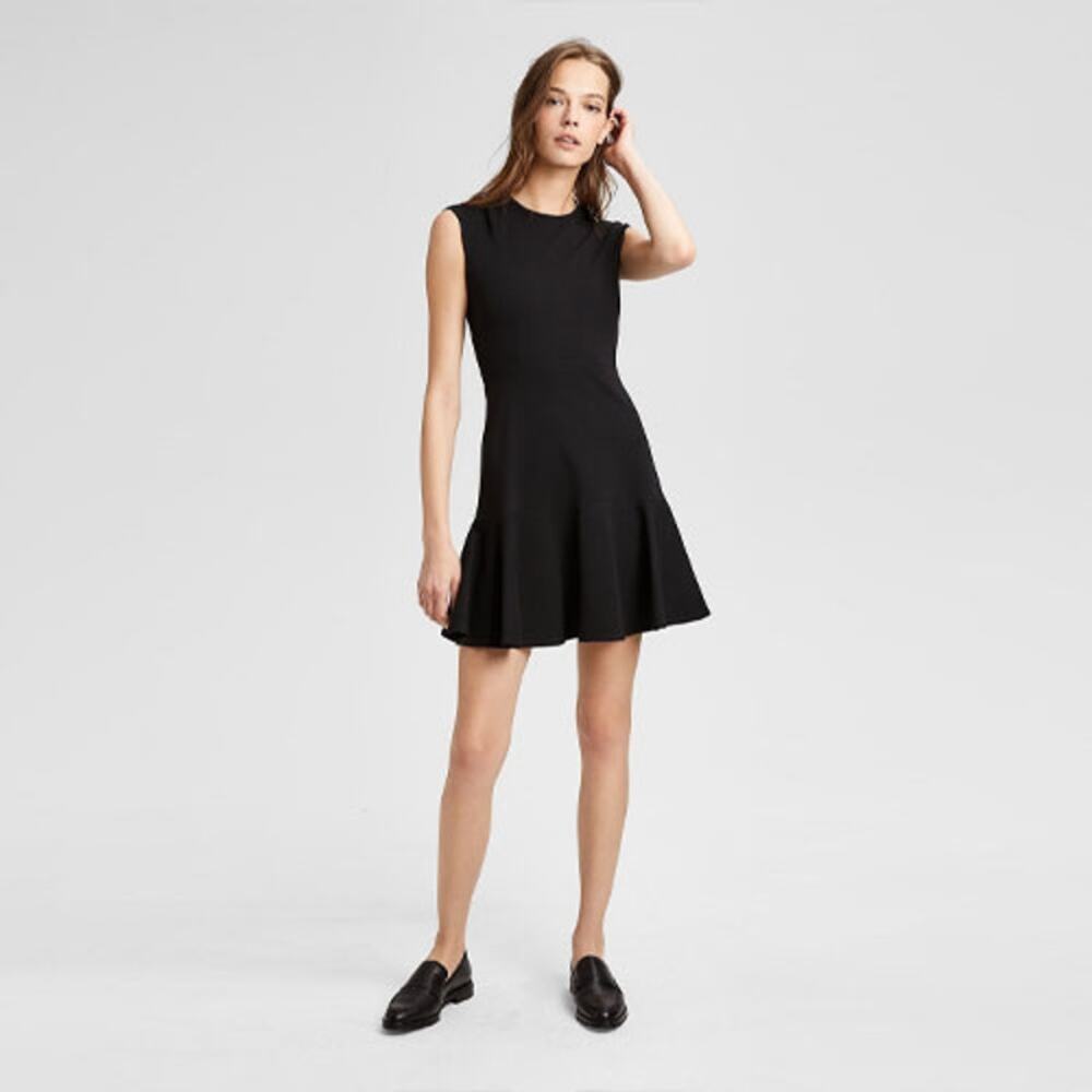 Theory Satin Essential Flare Dress - Size 4